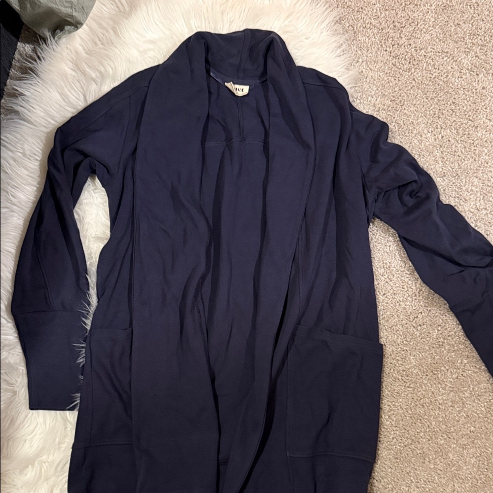 Women's Navy Open Front Cardigan with Pockets